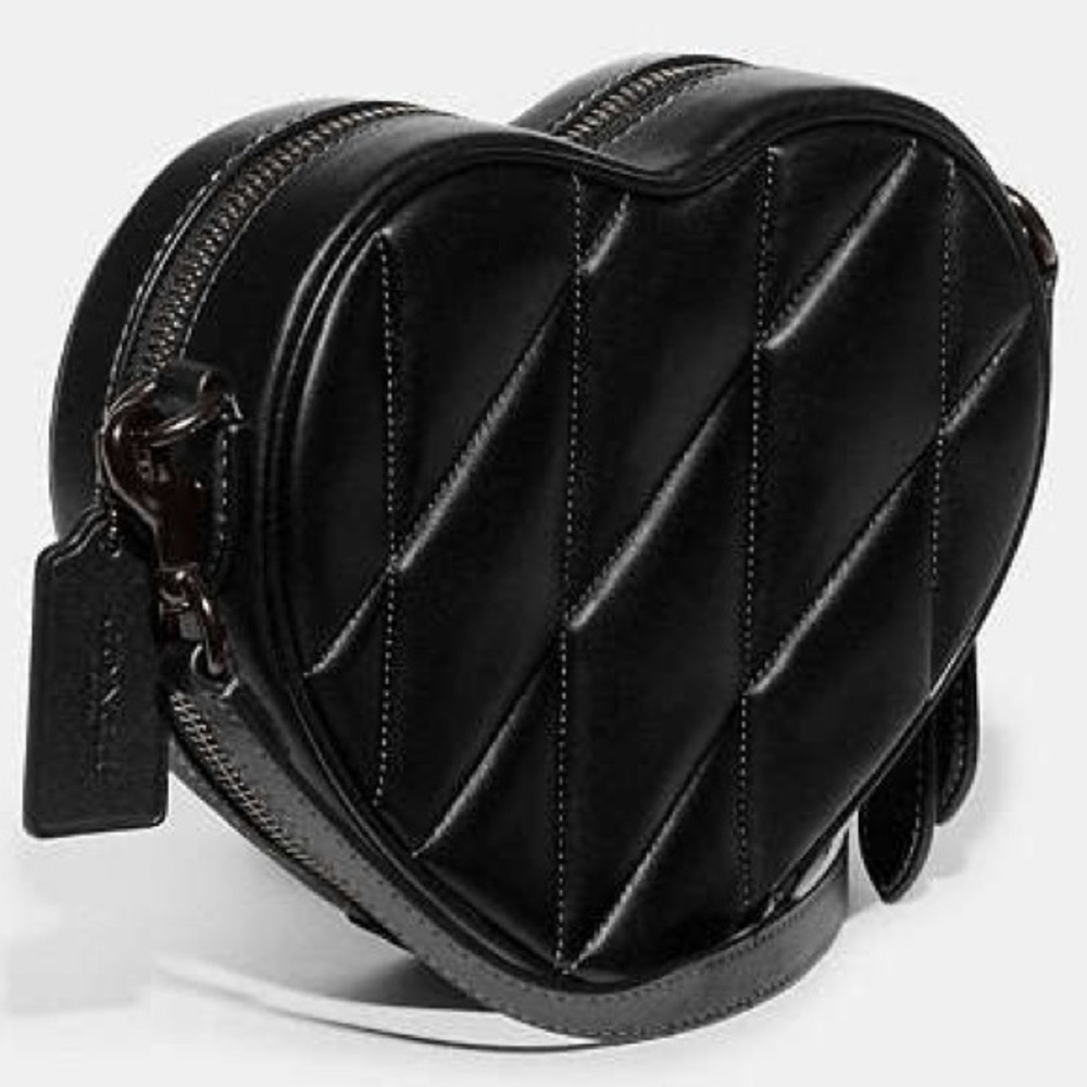 Coach Heart Crossbody Bag With Quilting Black NWOT - Picture 7 of 17
